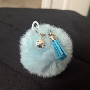 Sky Blue Fluffy Keychain with Tassel
